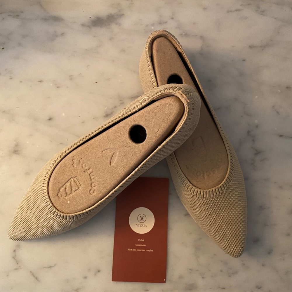 VIVAIA Pointed Toe Ballet Flats Almond